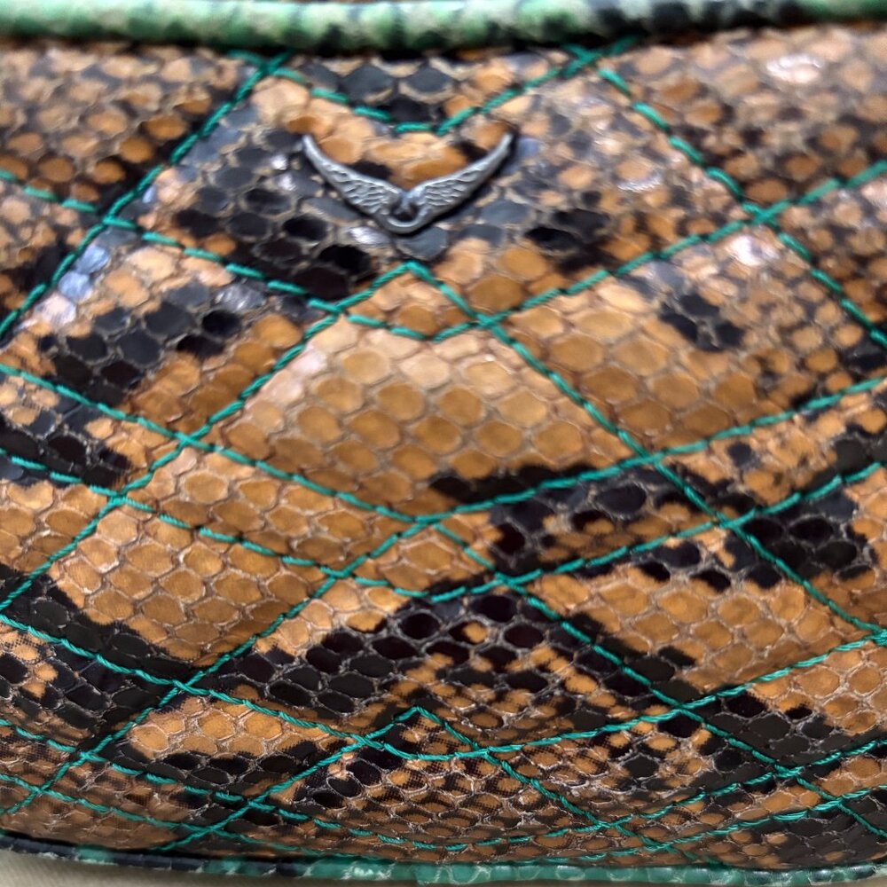 Auth. ZADIG & VOLTAIRE Genuine Python Quilted MINI Crossbody Clutch Bag - Picture 4 of 8